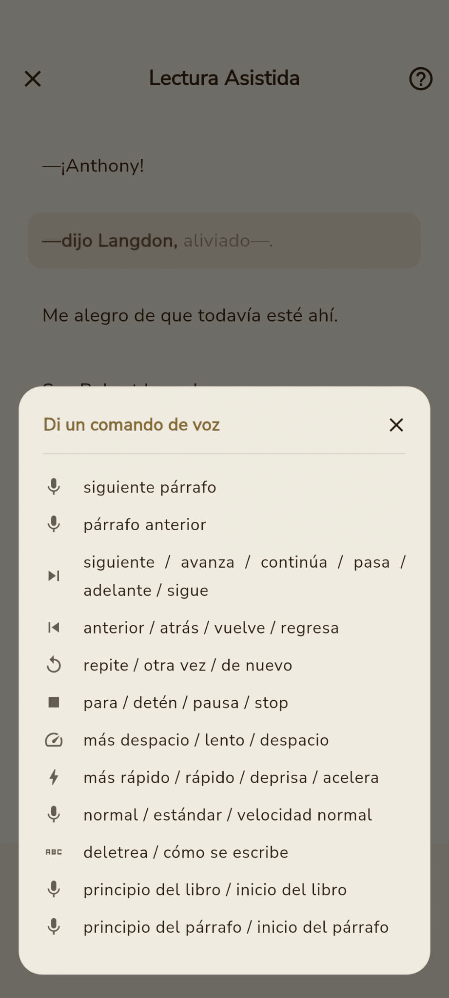 Interfaz de los modos de lectura detallados en la app ReadMeBook